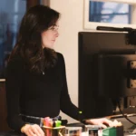 Emma working at standing desk