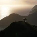 Picnic table at top of mountain