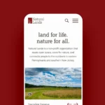 Natural Lands homepage hero mobile mockup